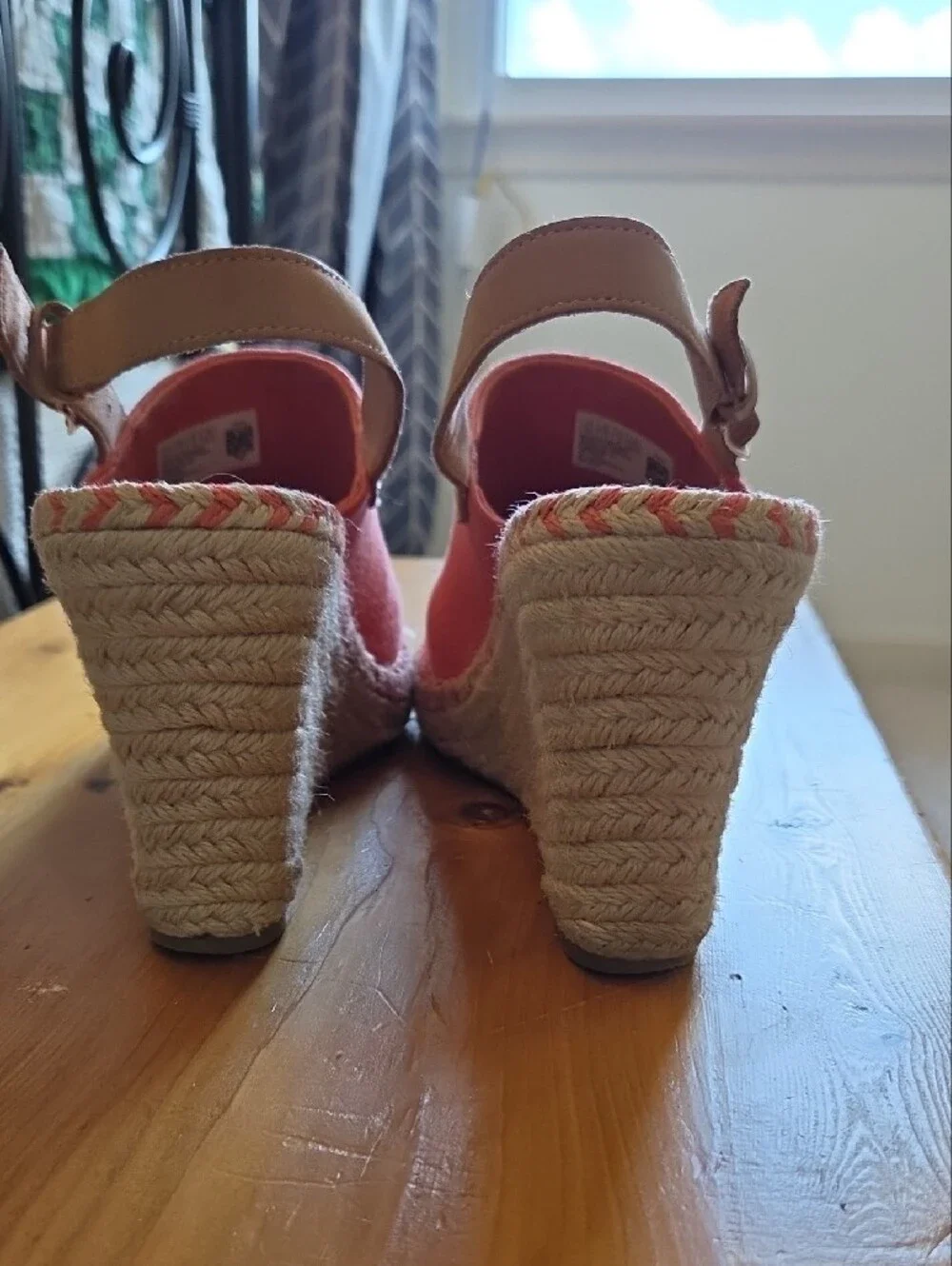 TOMS Coral Canvas Espadrille Slingback Wedges